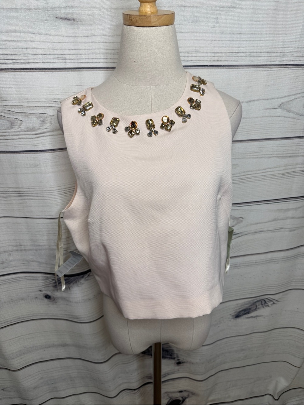 Eliza J Blush Pink Jeweled Sleeveless Shell Top